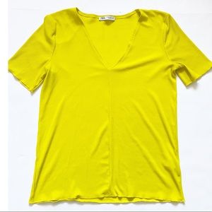 Zara | Ribbed Basic V neck tee